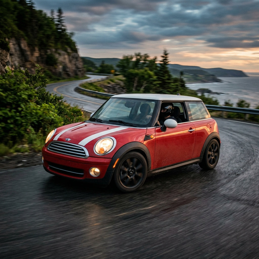 Action Shot: Mini Cooper Cooper Driving Fast