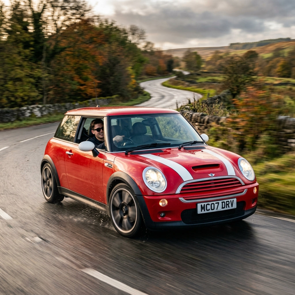 Action Shot: Mini Cooper Cooper Driving Fast