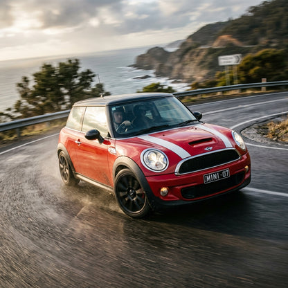 Action Shot: Mini Cooper Cooper Driving Fast