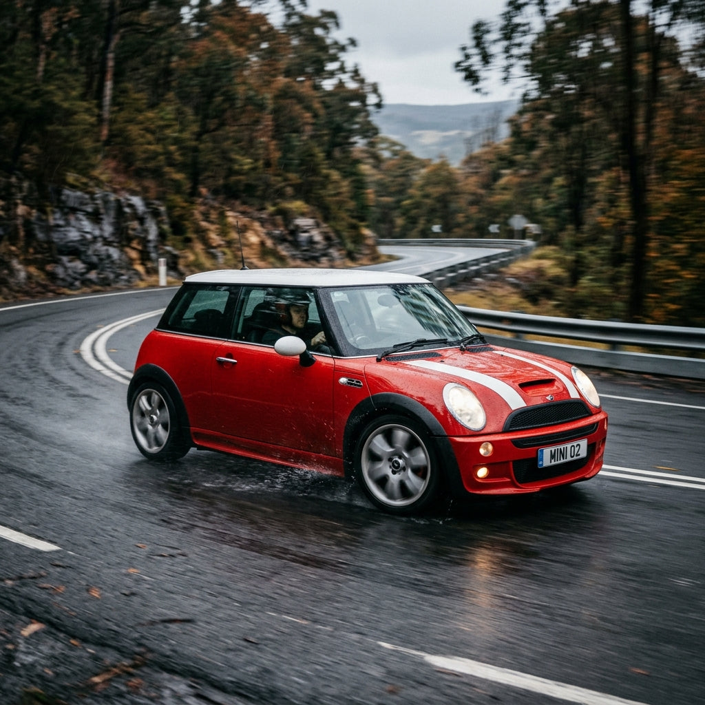 Action Shot: Mini Cooper Cooper Driving Fast