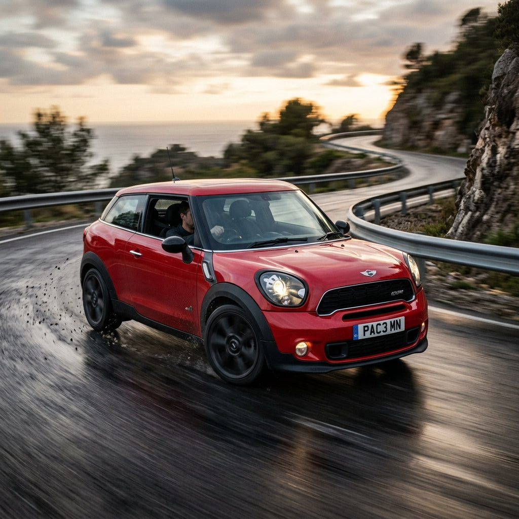 Action Shot: Mini Cooper Cooper,Paceman Driving Fast
