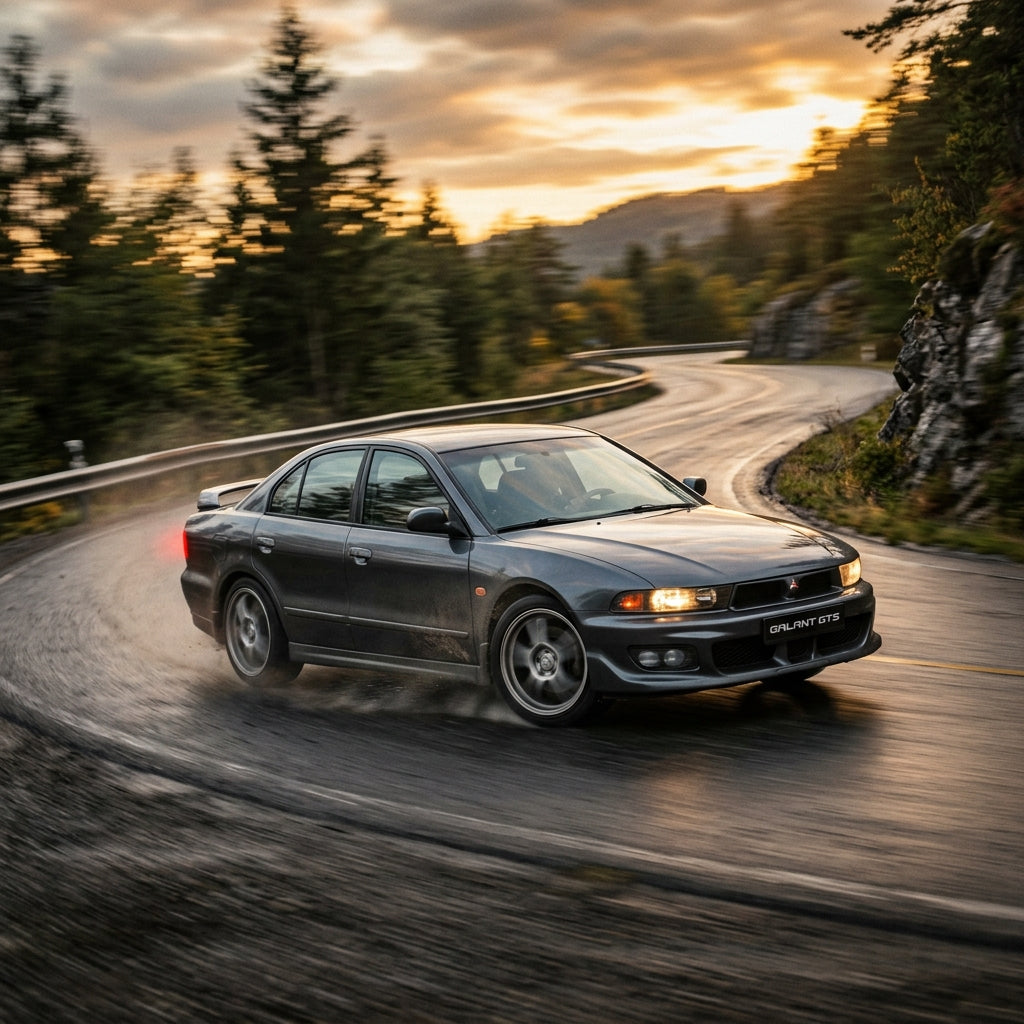 Action Shot: Mitsubishi Galant Driving Fast
