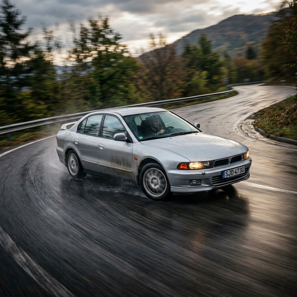 Action Shot: Mitsubishi Galant Driving Fast