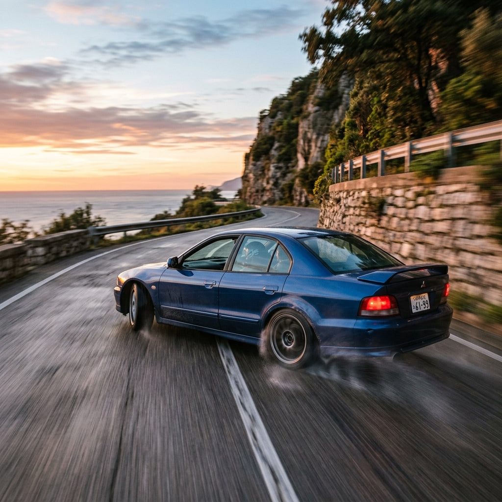 Action Shot: Mitsubishi Galant Driving Fast