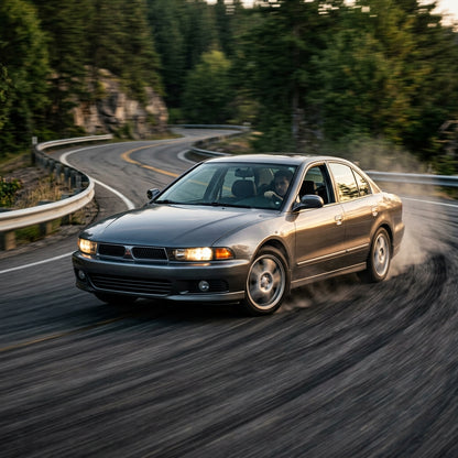Action Shot: Mitsubishi Galant Driving Fast