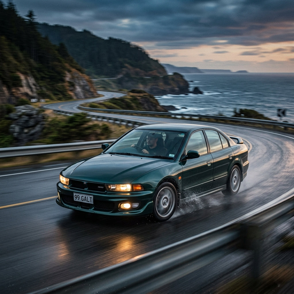 Action Shot: Mitsubishi Galant Driving Fast