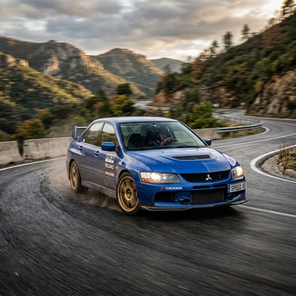 Action Shot: Mitsubishi Lancer Driving Fast