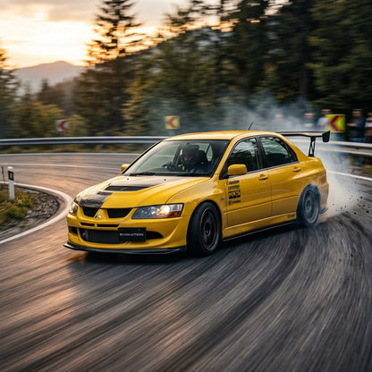 Action Shot: Mitsubishi Lancer Evolution Driving Fast