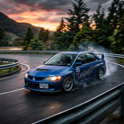 Action Shot: Mitsubishi Lancer Evolution Driving Fast