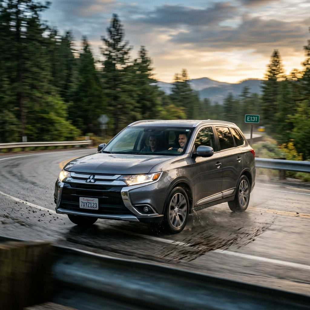 Action Shot: Mitsubishi Outlander Driving Fast