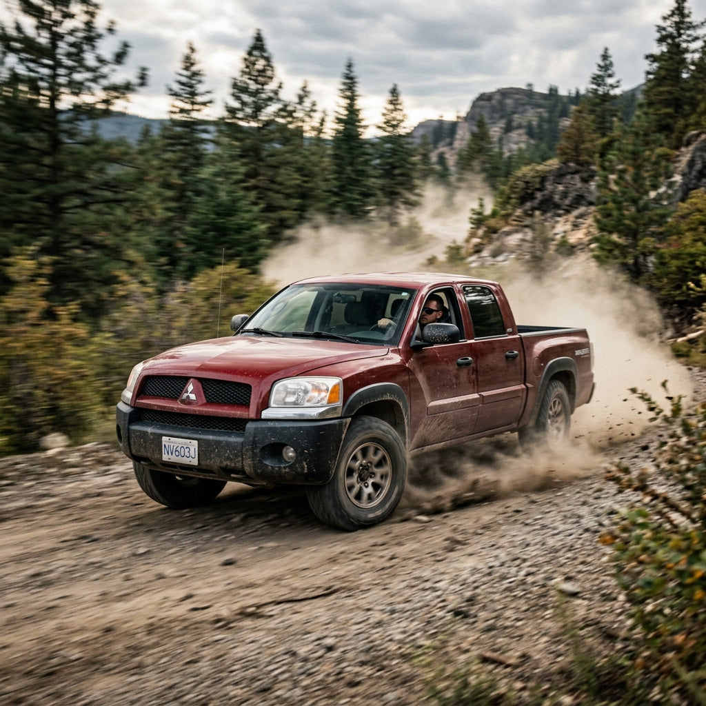 Action Shot: Mitsubishi Raider Driving Fast
