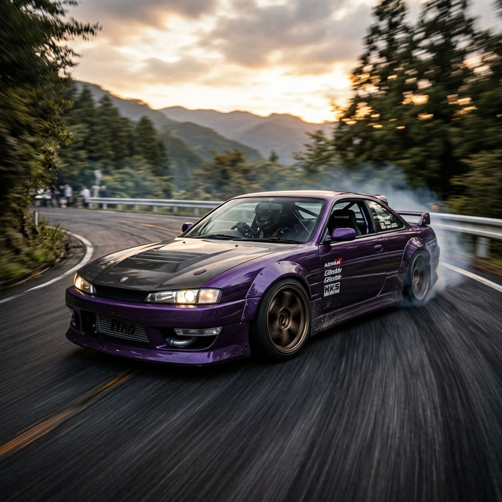 Action Shot: Nissan 240SX Driving Fast