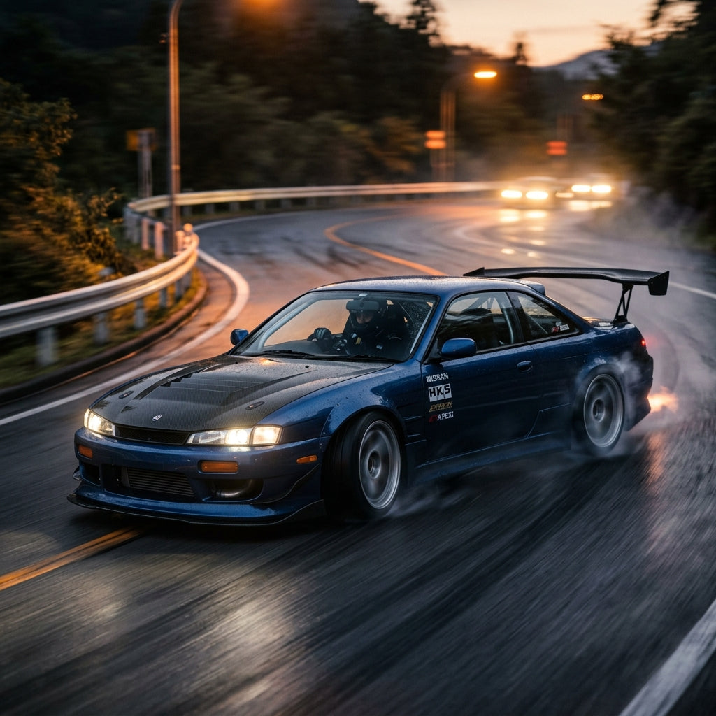 Action Shot: Nissan 240SX Driving Fast