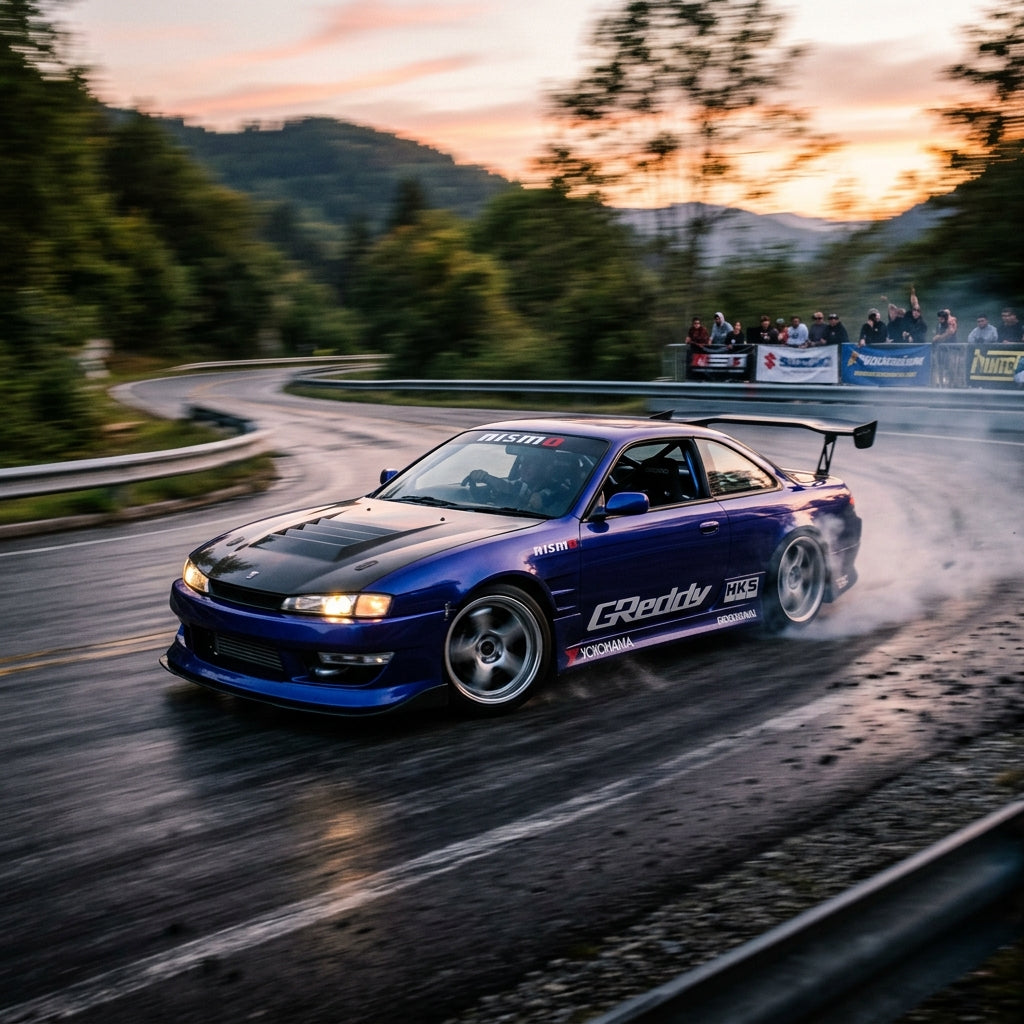 Action Shot: Nissan 240SX Driving Fast