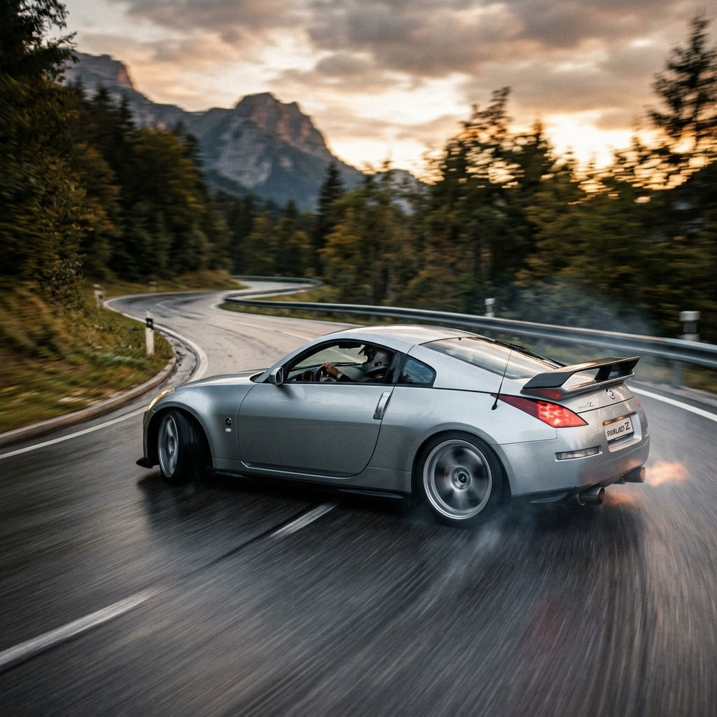 Action Shot: Nissan 350Z Driving Fast