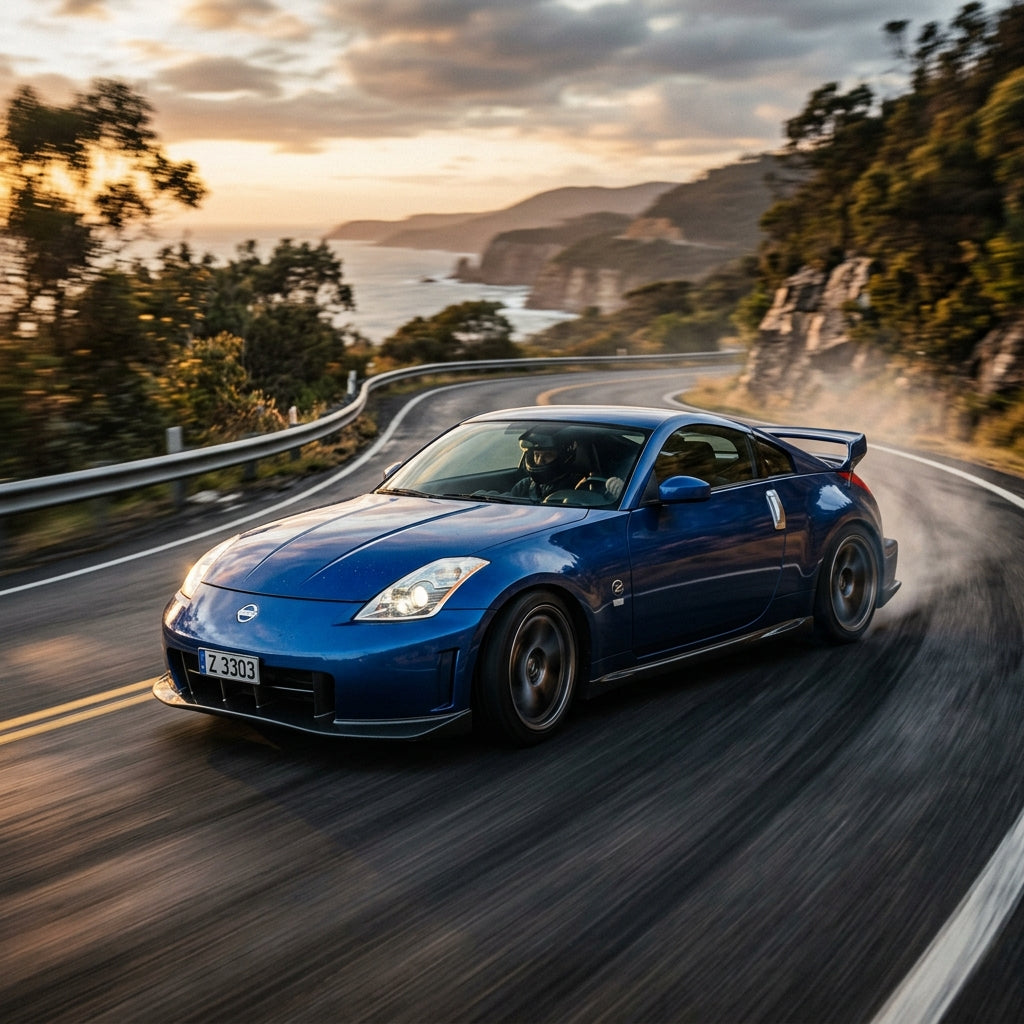 Action Shot: Nissan 350Z Driving Fast