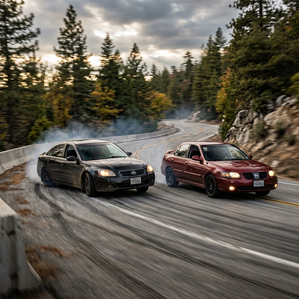 Action Shot: Nissan Altima,Sentra Driving Fast