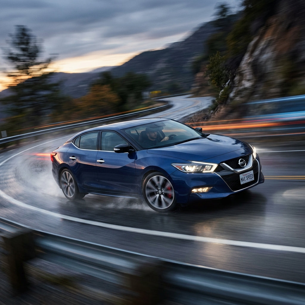 Action Shot: Nissan Maxima Driving Fast