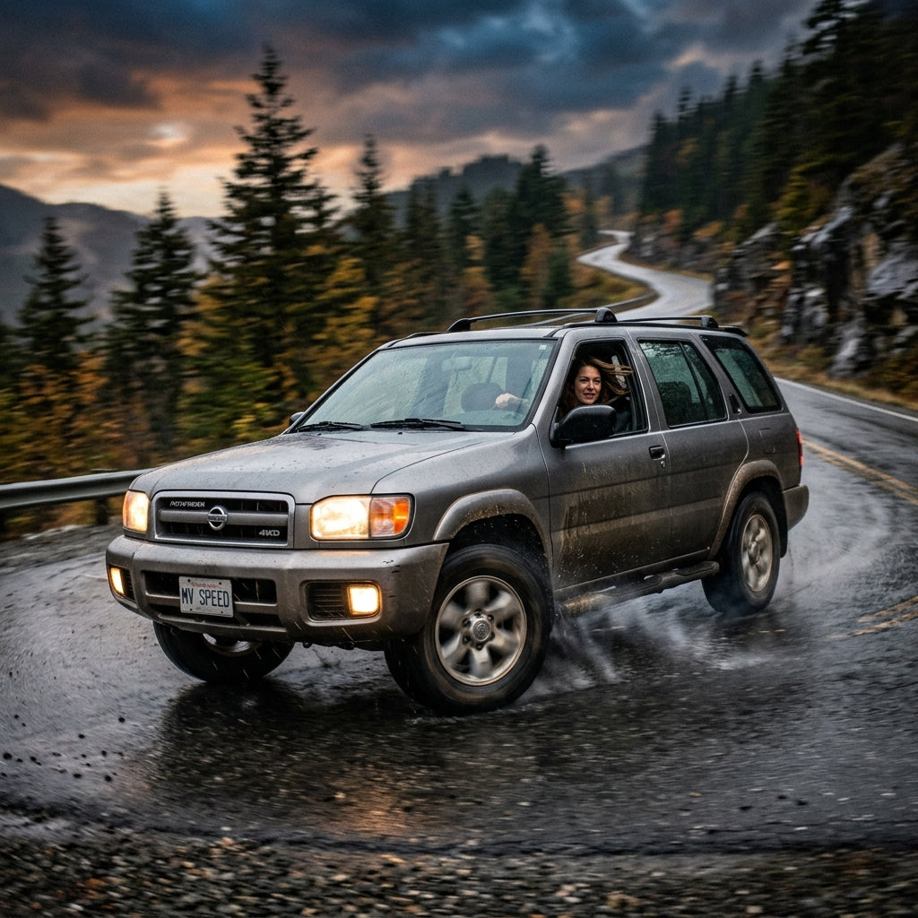Action Shot: Nissan Pathfinder Driving Fast
