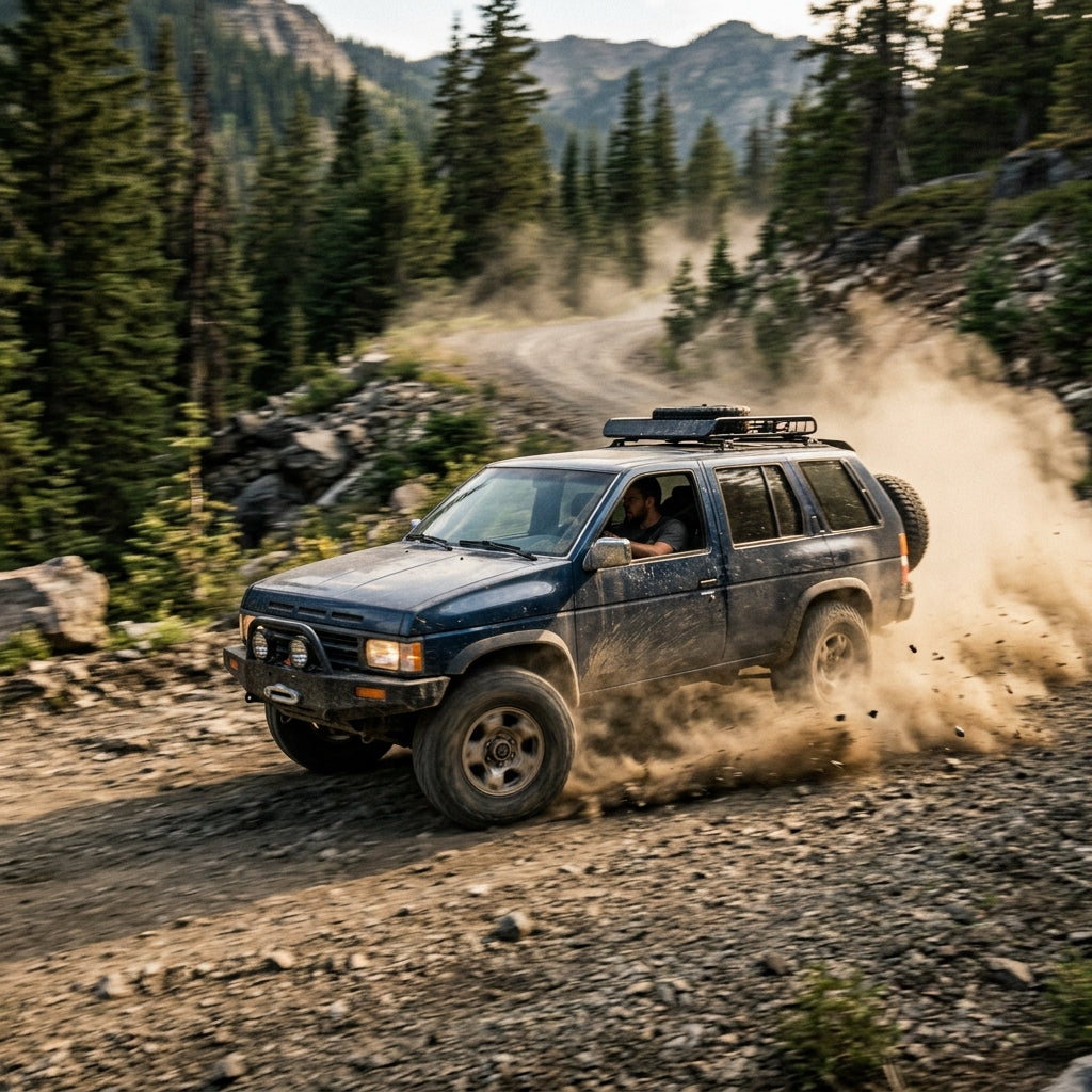Action Shot: Nissan Pathfinder Driving Fast