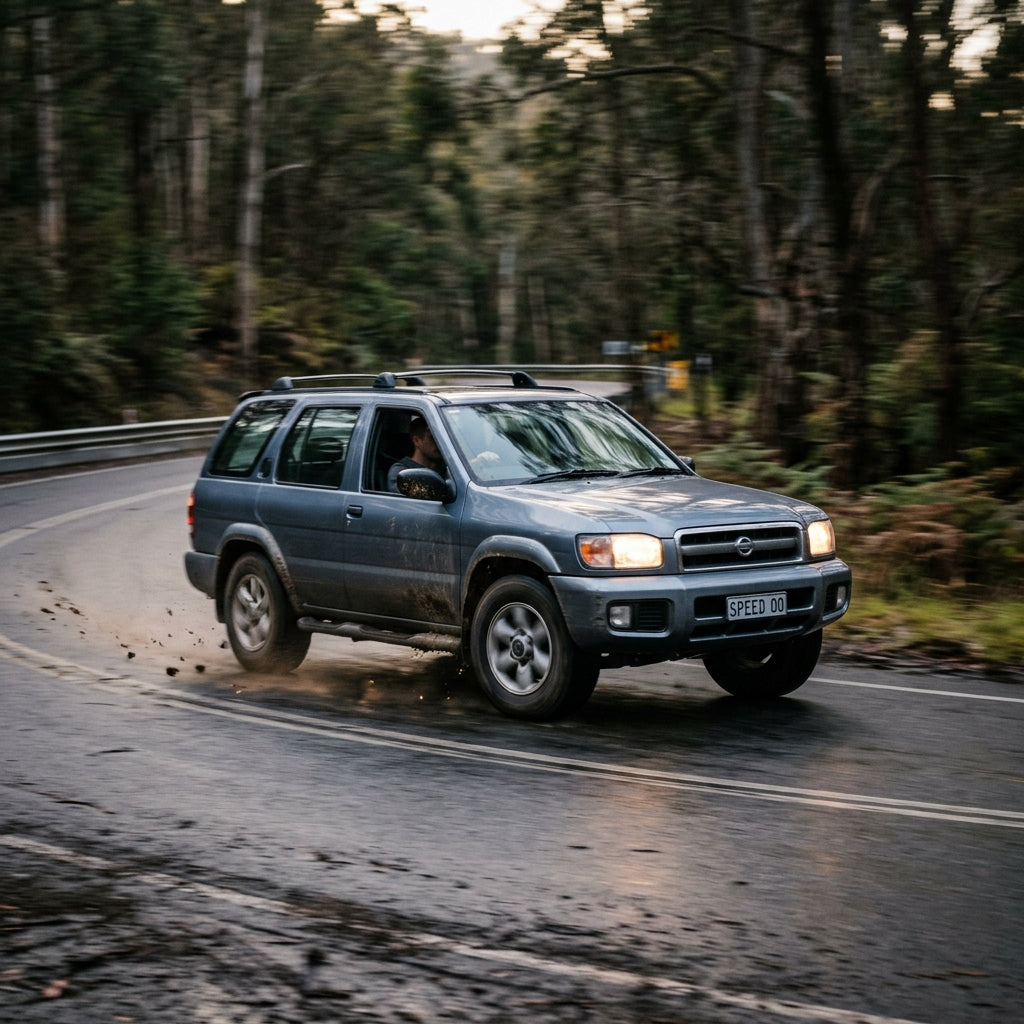 Action Shot: Nissan Pathfinder Driving Fast