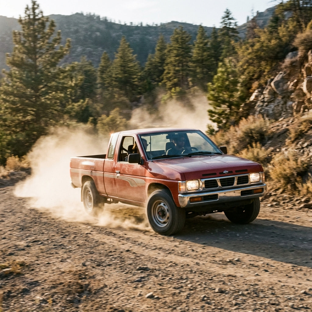 Action Shot: Nissan Pickup Driving Fast