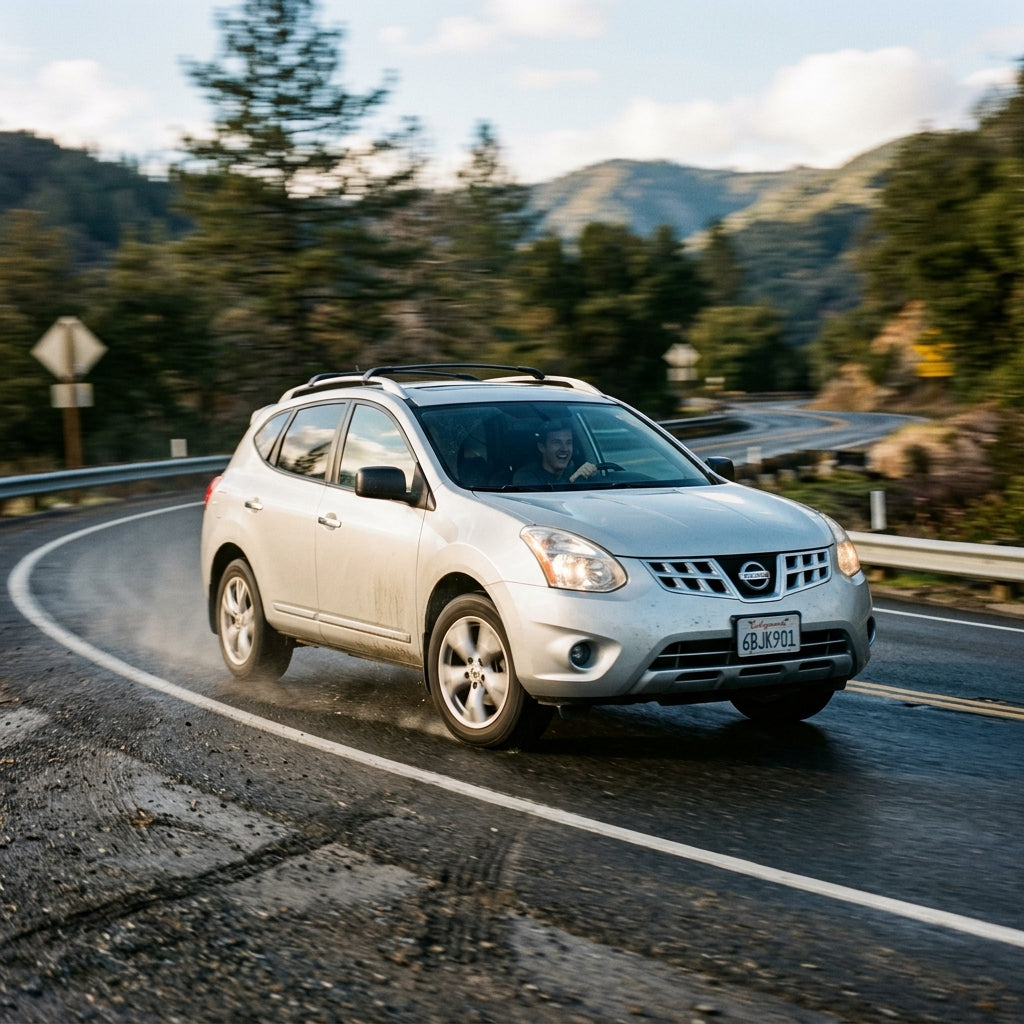 Action Shot: Nissan Rogue Driving Fast