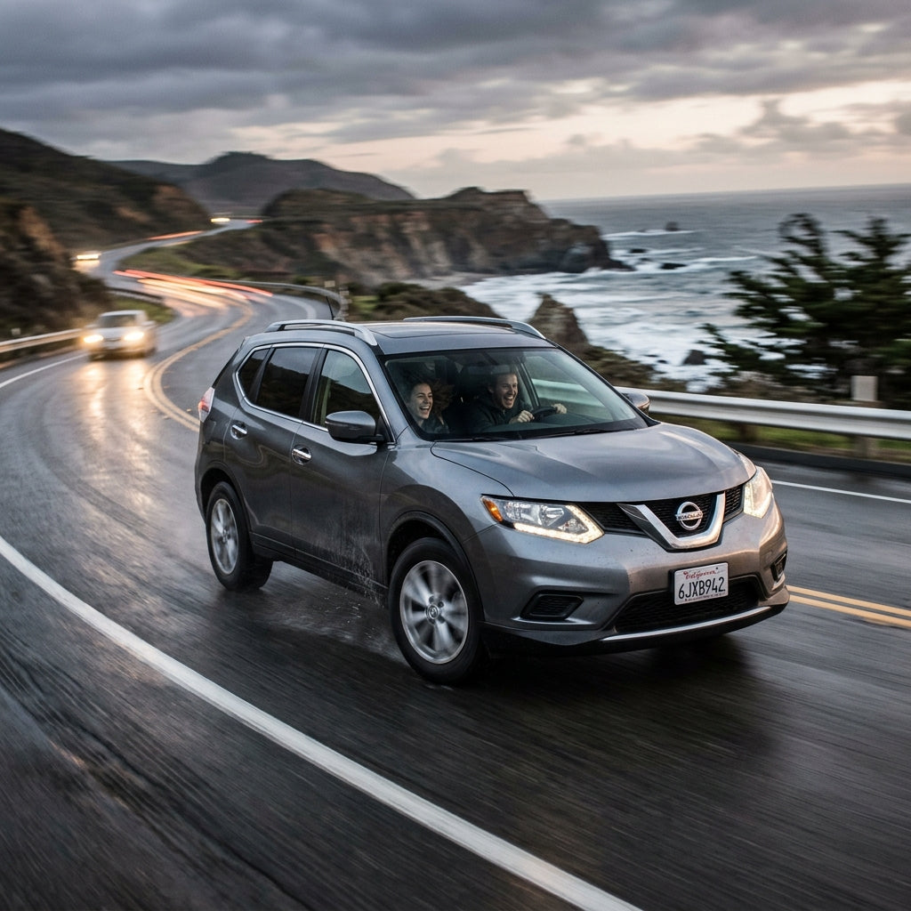 Action Shot: Nissan Rogue Driving Fast