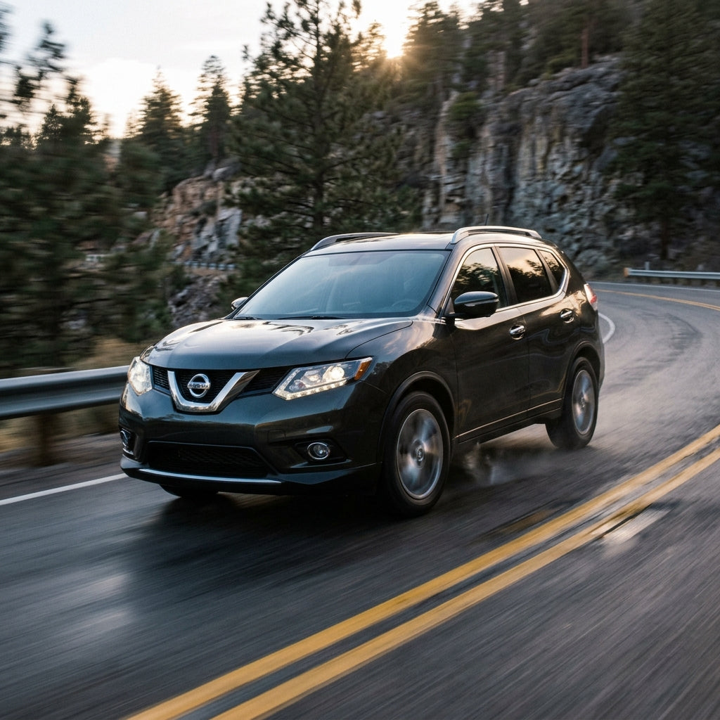 Action Shot: Nissan Rogue Driving Fast