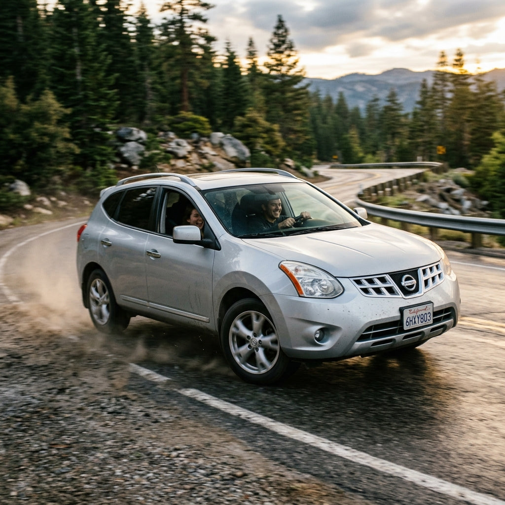Action Shot: Nissan Rogue Driving Fast