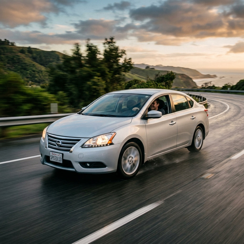 Action Shot: Nissan Sentra Driving Fast