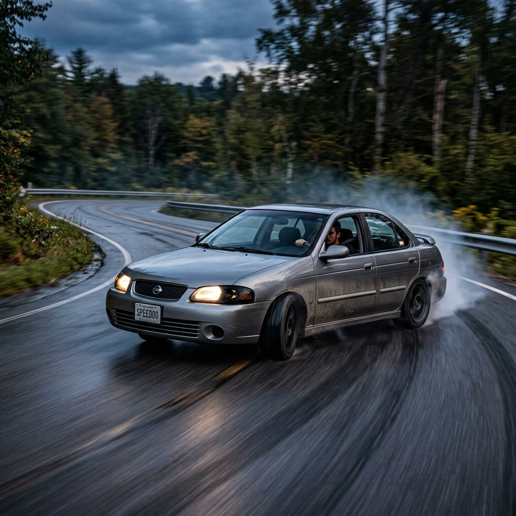 Action Shot: Nissan Sentra Driving Fast