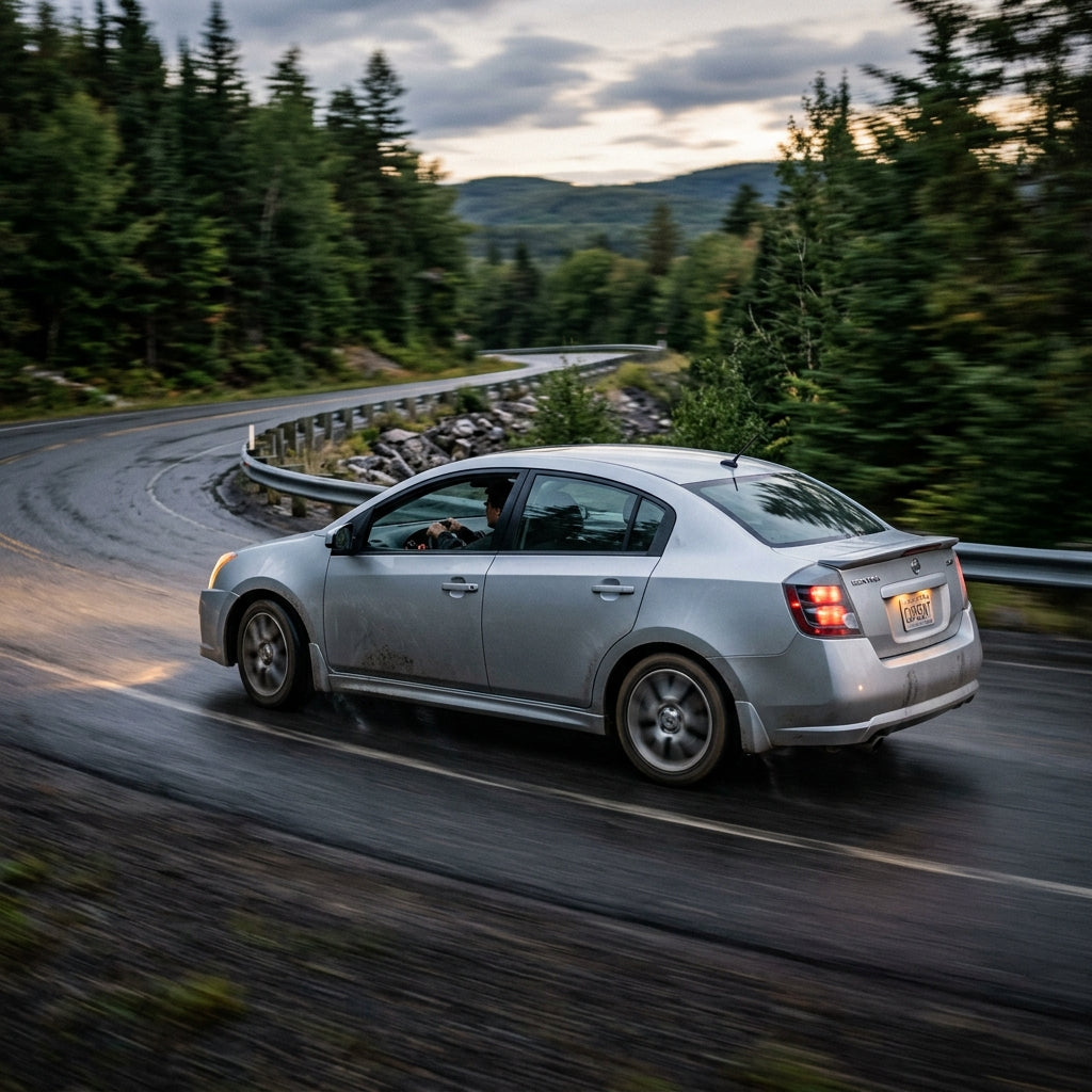 Action Shot: Nissan Sentra Driving Fast