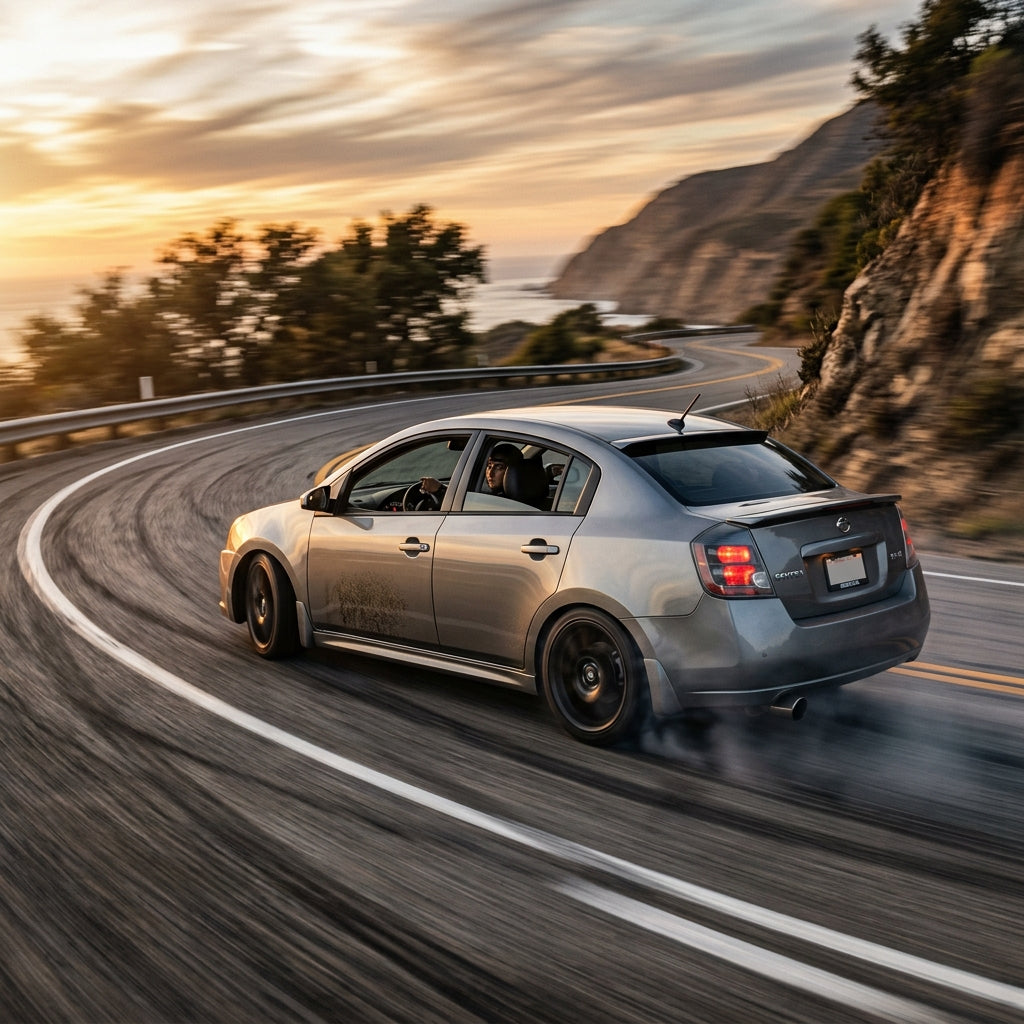 Action Shot: Nissan Sentra Driving Fast