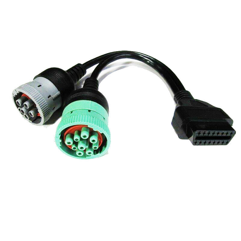 Cavo adattatore OBD2 a 9 pin J1939 e 6 pin J1708 a 16 pin verde tipo 2 per diagnostica di camion Cavo adattatore OBD2 a 9 pin J1939 e 6 pin J1708 a 16 pin verde tipo 2 per diagnostica di camion