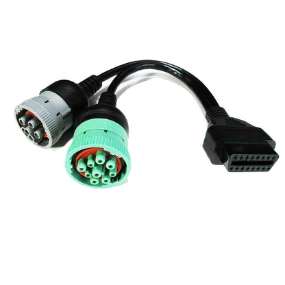 OBD2 to 6 Pin J1708 and 9 Pin J1939 Y Cable for Heavy Duty Trucks