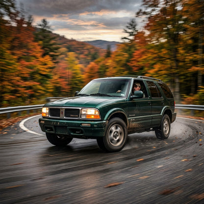 Action Shot: Oldsmobile Bravada Driving Fast
