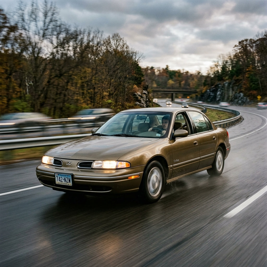 Action Shot: Oldsmobile Cutlass Driving Fast