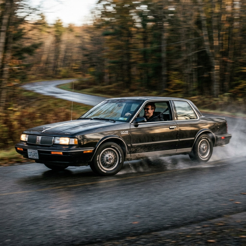 Action Shot: Oldsmobile Cutlass Driving Fast