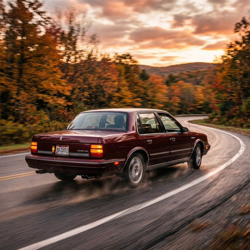 Action Shot: Oldsmobile Cutlass Driving Fast