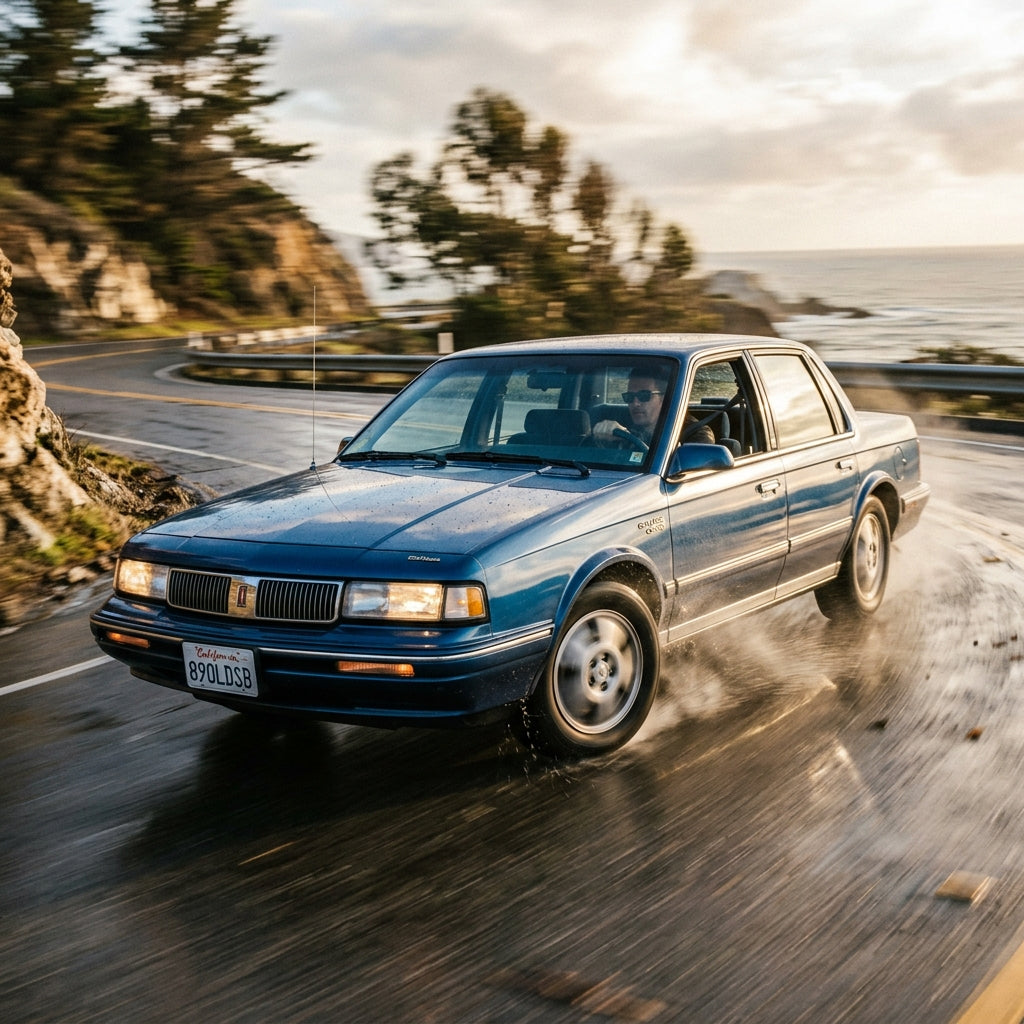 Action Shot: Oldsmobile Cutlass Driving Fast