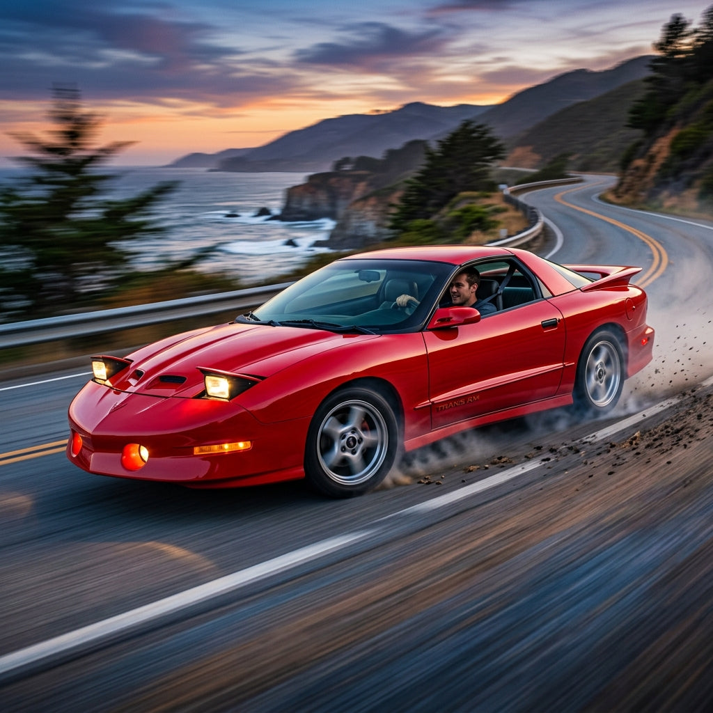 Action Shot: Pontiac Firebird Driving Fast