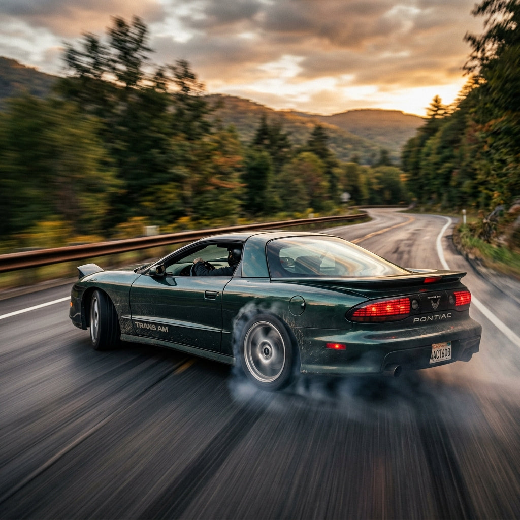 Action Shot: Pontiac Firebird Driving Fast
