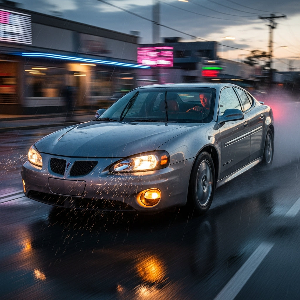 Action Shot: Pontiac Grand Prix Driving Fast