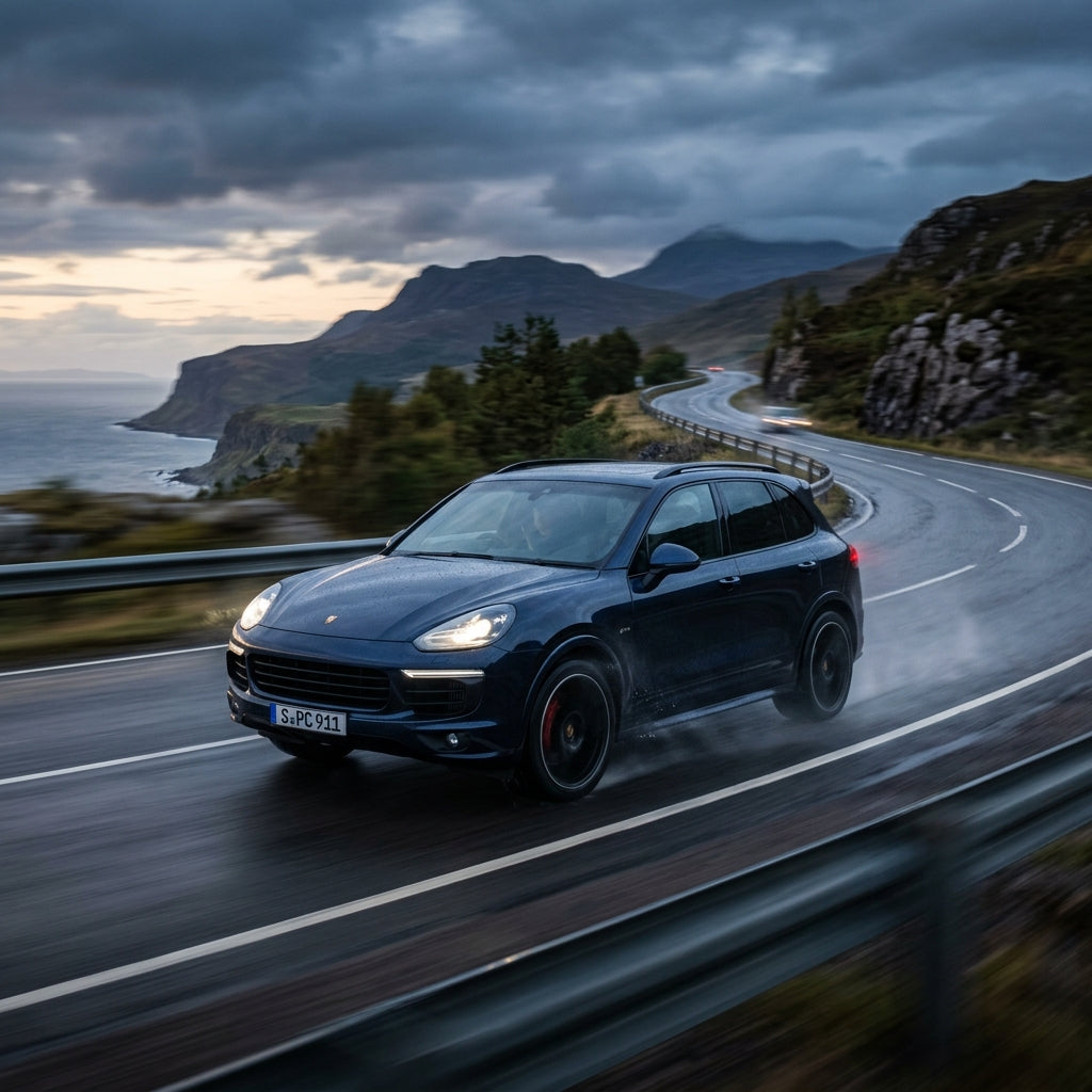 Action Shot: Porsche Cayenne Driving Fast