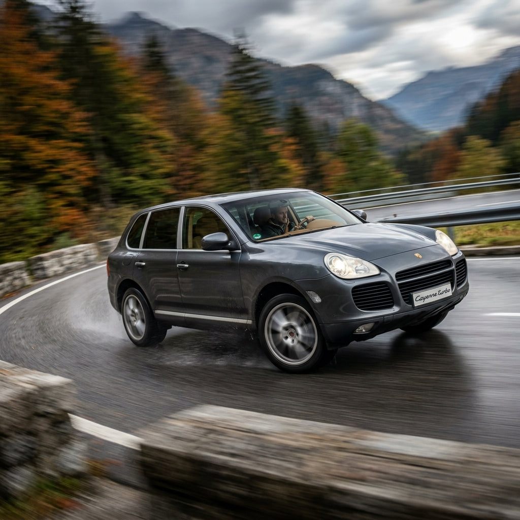 Action Shot: Porsche Cayenne Driving Fast