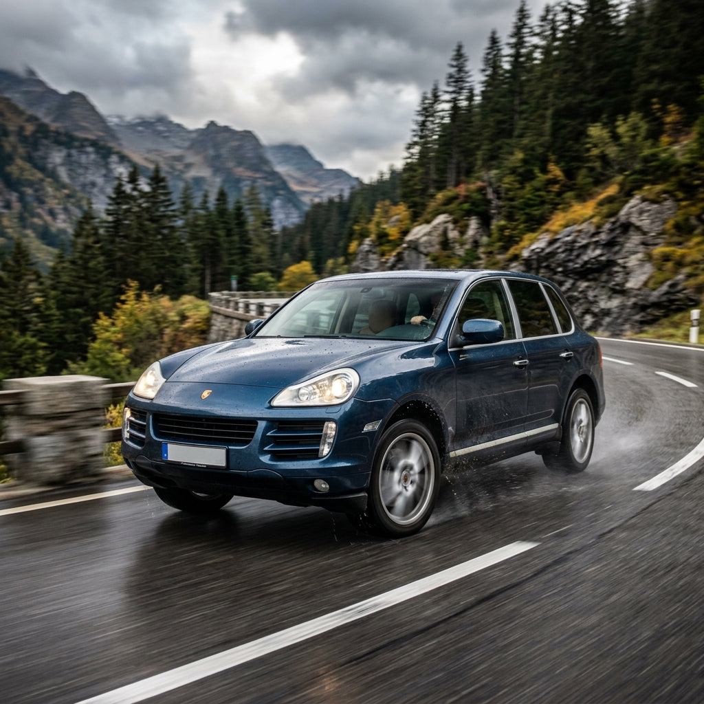Action Shot: Porsche Cayenne Driving Fast