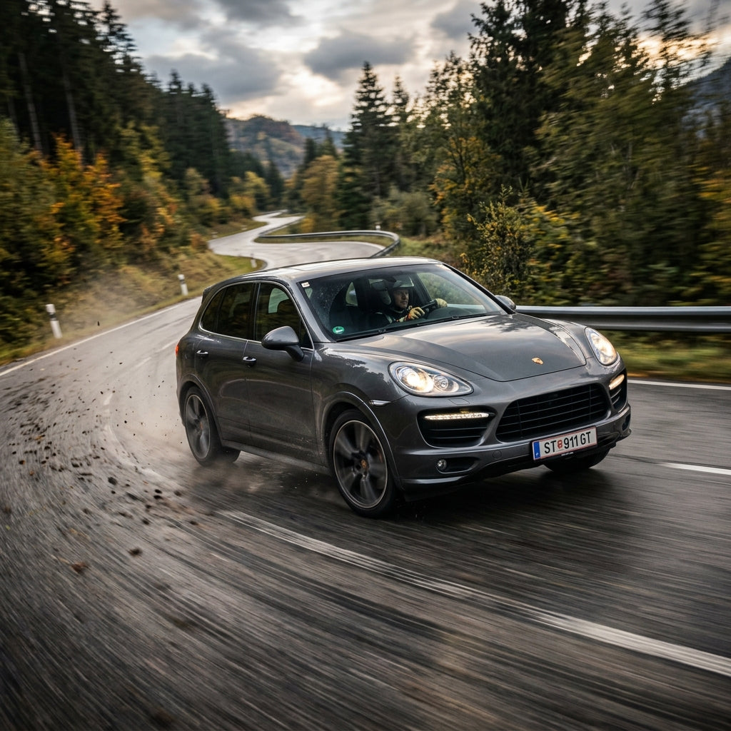 Action Shot: Porsche Cayenne Driving Fast