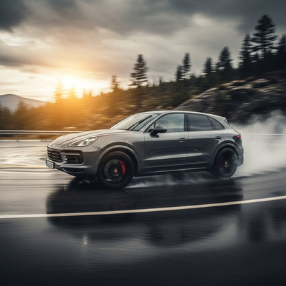 Action Shot: Porsche Cayenne Driving Fast