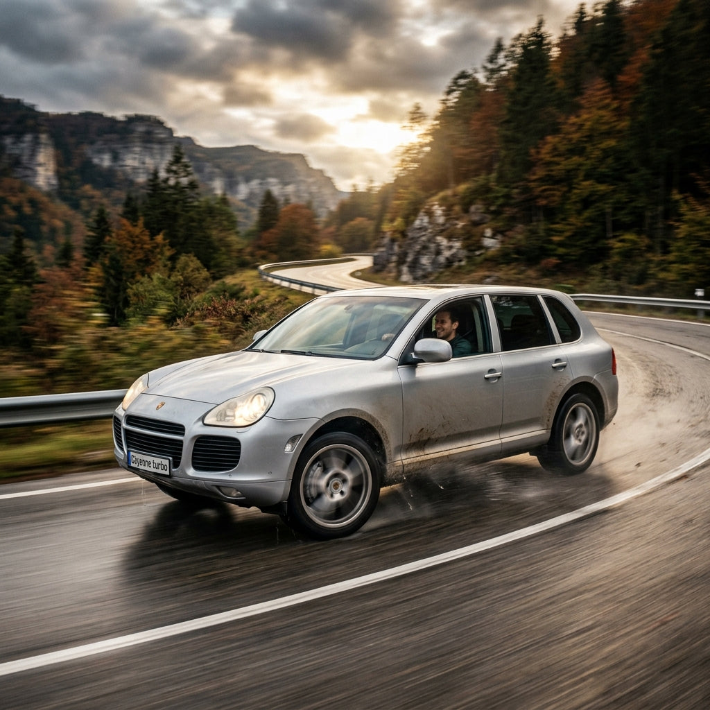 Action Shot: Porsche Cayenne Driving Fast